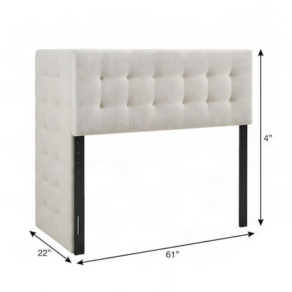 Padded Fabric Upholstered Queen Headboard with Adjustable Height Posts, Linen