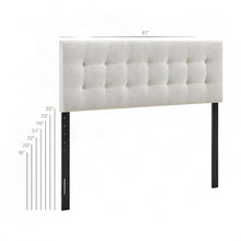 Padded Fabric Upholstered Queen Headboard with Adjustable Height Posts, Linen
