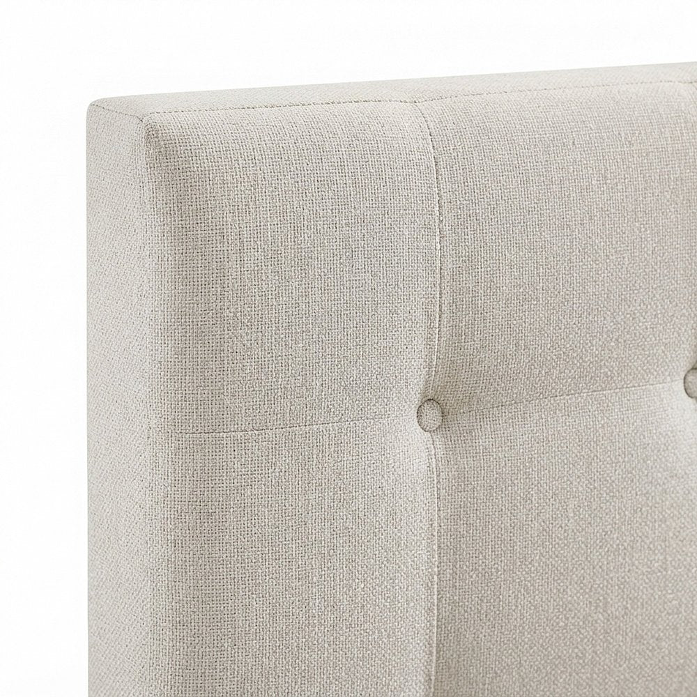 Padded Fabric Upholstered Queen Headboard with Adjustable Height Posts, Linen