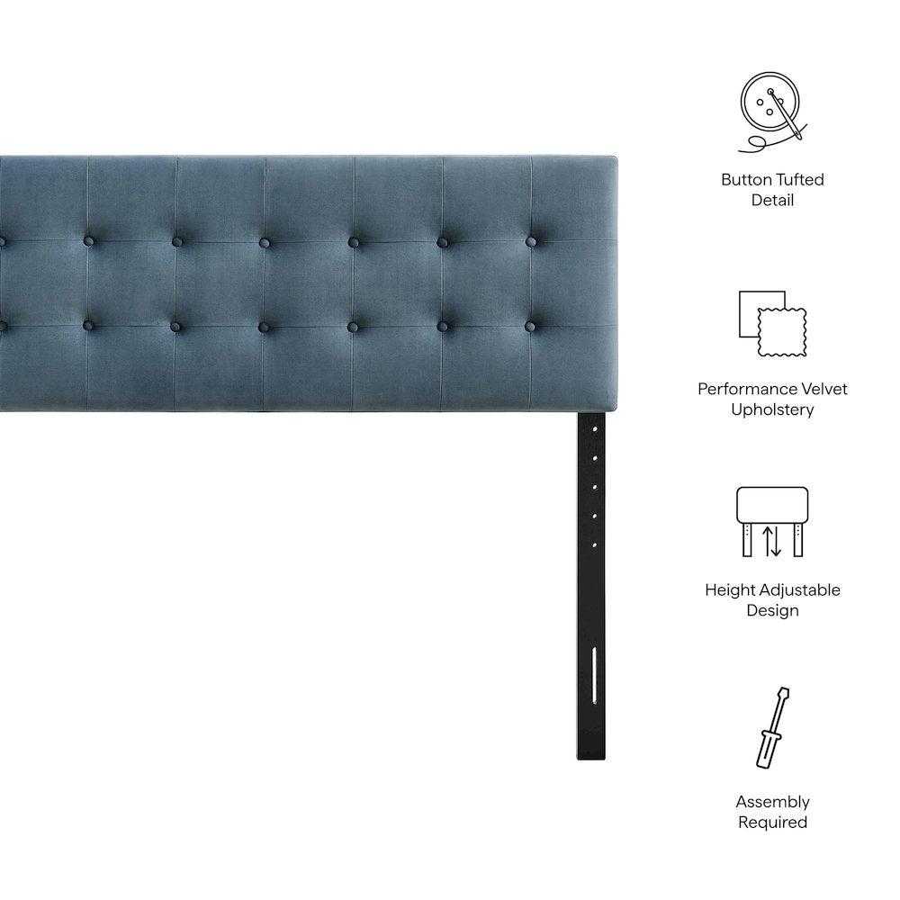 Emily Stain-Resistant Performance Velvet King Size Headboard