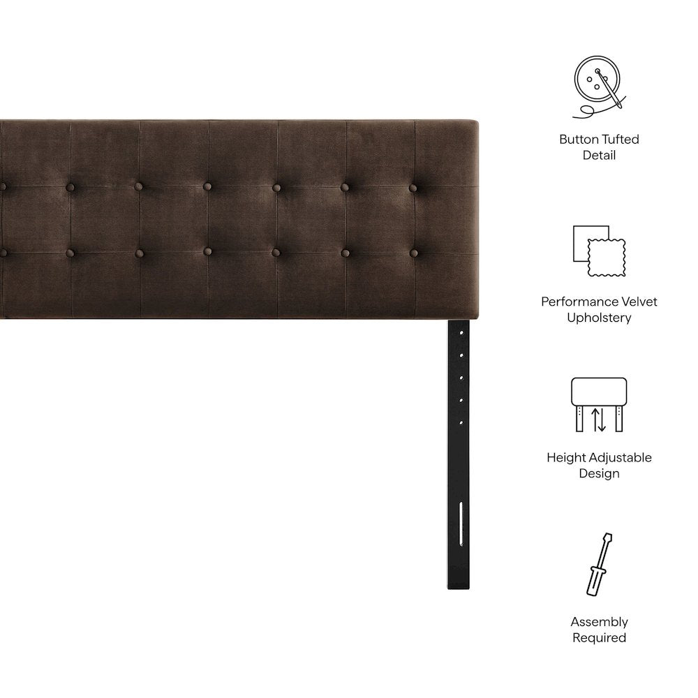 Emily Stain-Resistant Performance Velvet King Size Headboard