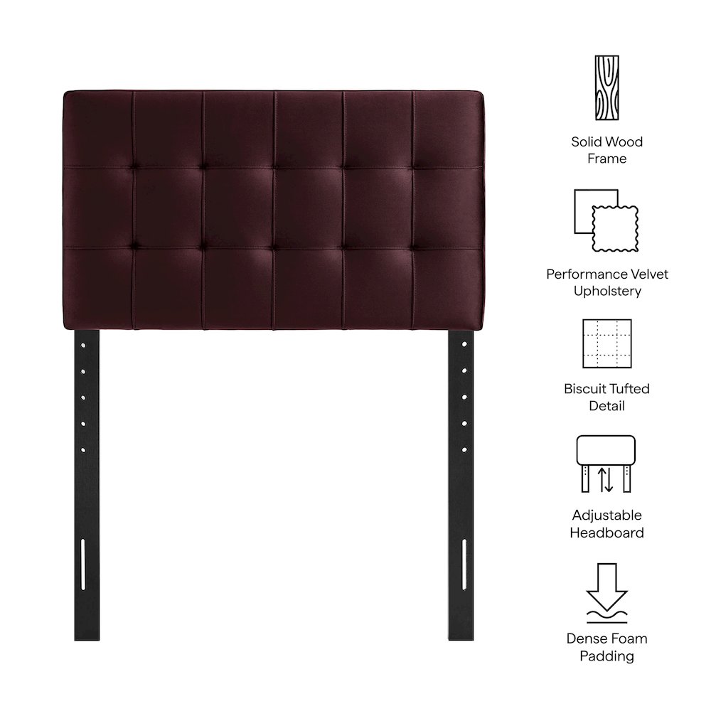 Lily Stain-Resistant Performance Velvet Twin Size Headboard