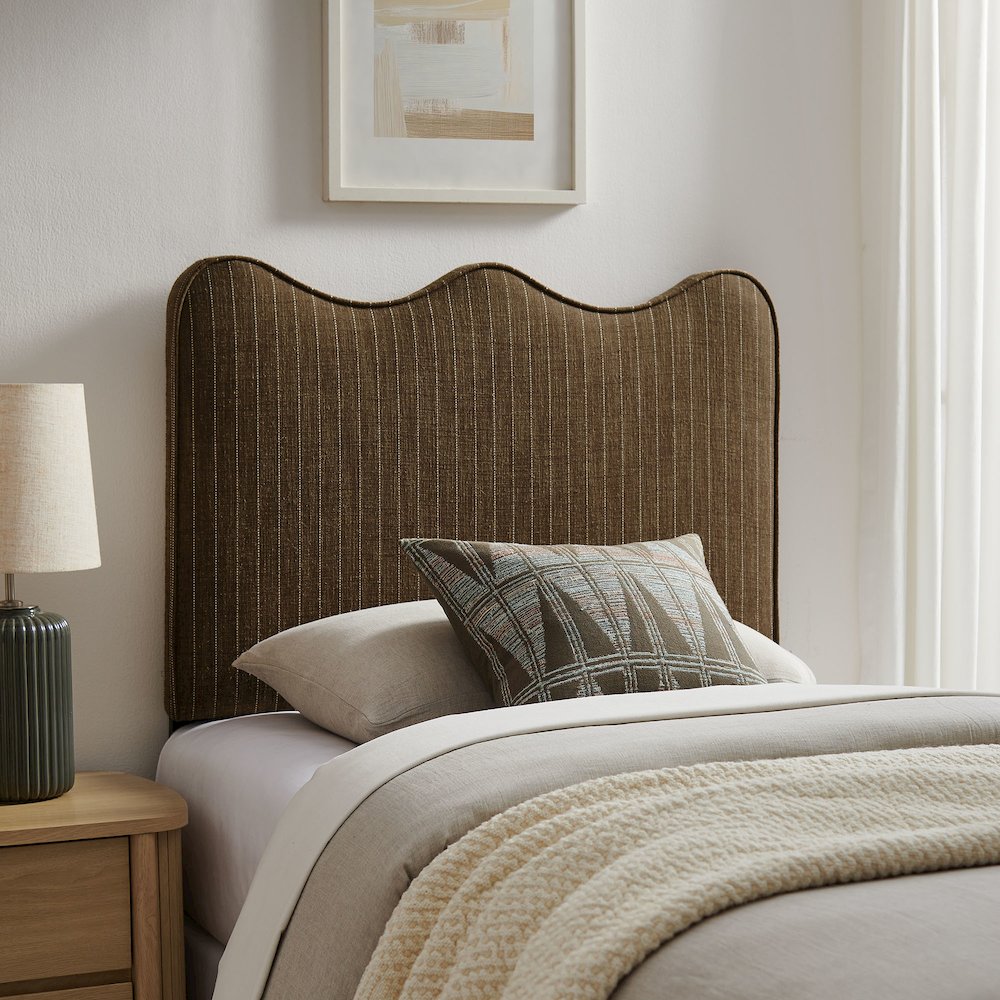 Athena Striped Fabric Upholstered Twin Size Headboard