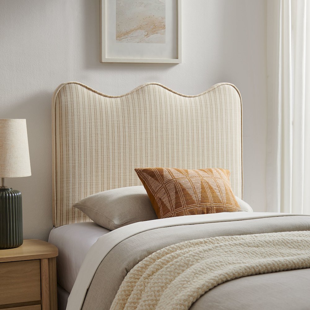 Athena Striped Fabric Upholstered Twin Size Headboard
