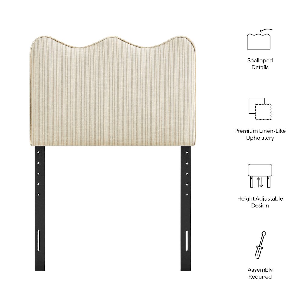 Athena Striped Fabric Upholstered Twin Size Headboard