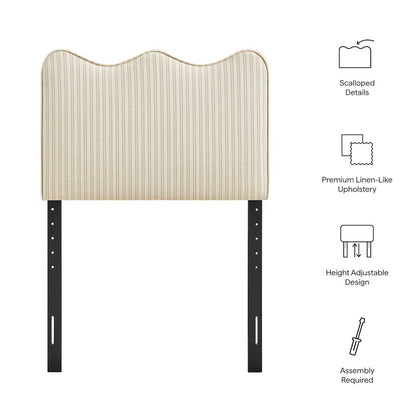 Athena Striped Fabric Upholstered Twin Size Headboard