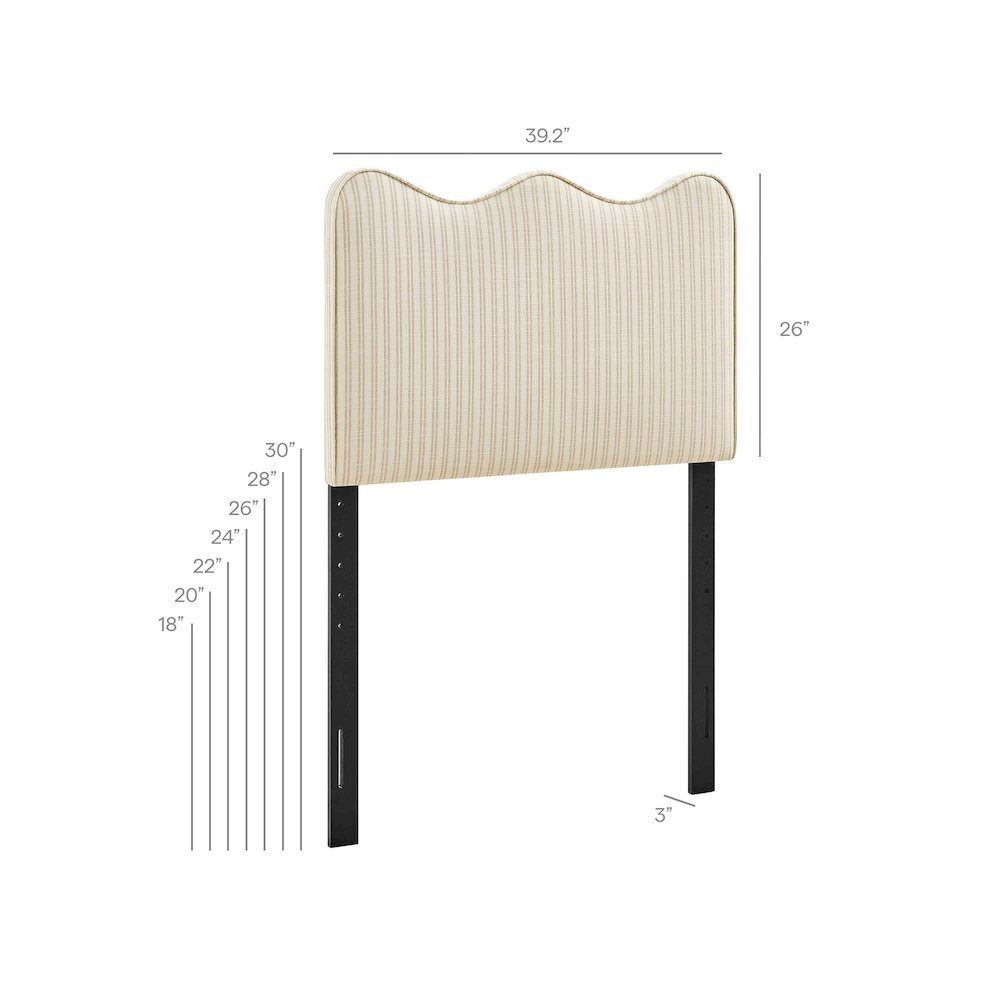 Athena Striped Fabric Upholstered Twin Size Headboard