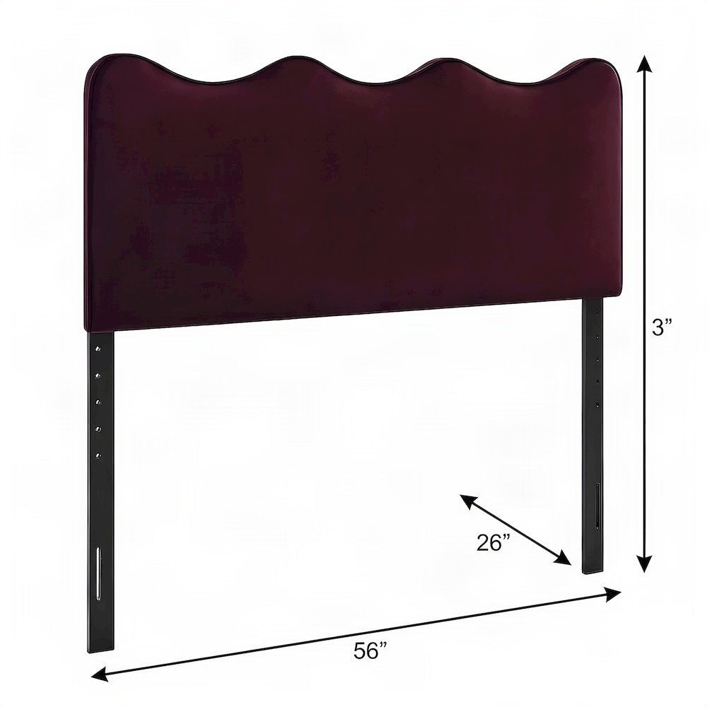 Performance Velvet Upholstered Full Size Headboard for Bed or Dorm, Mulberry