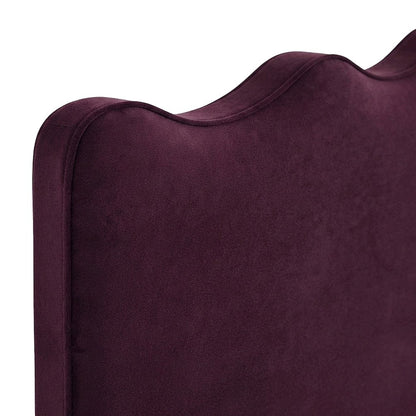 Performance Velvet Upholstered Full Size Headboard for Bed or Dorm, Mulberry