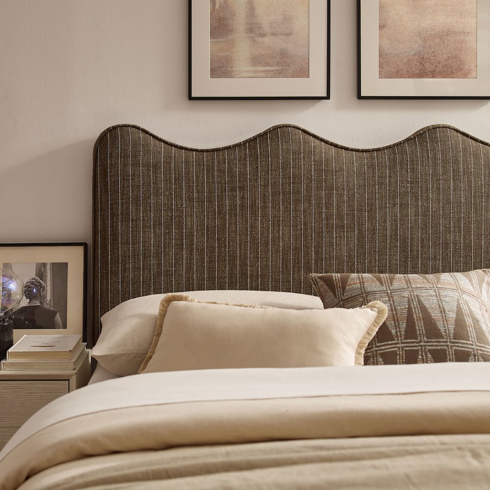 Athena Striped Fabric Upholstered Full Size Headboard