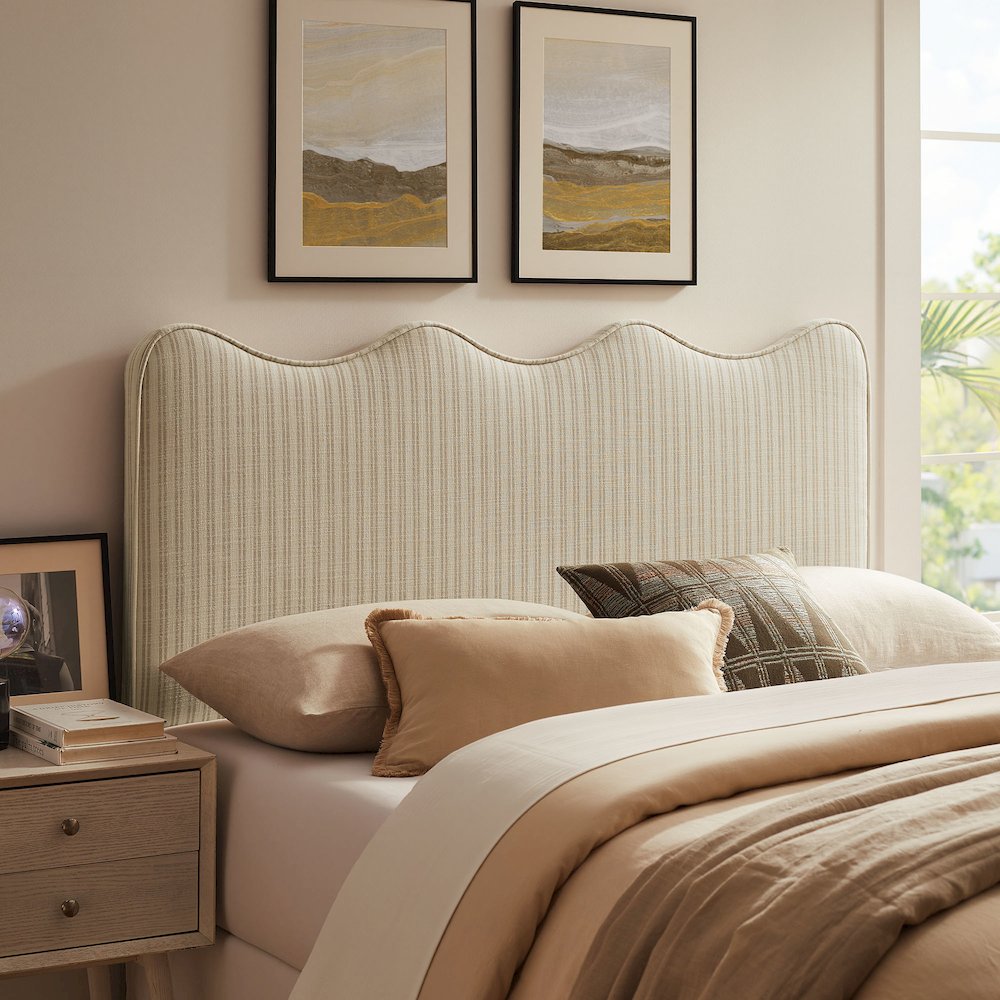 Athena Striped Fabric Upholstered Full Size Headboard