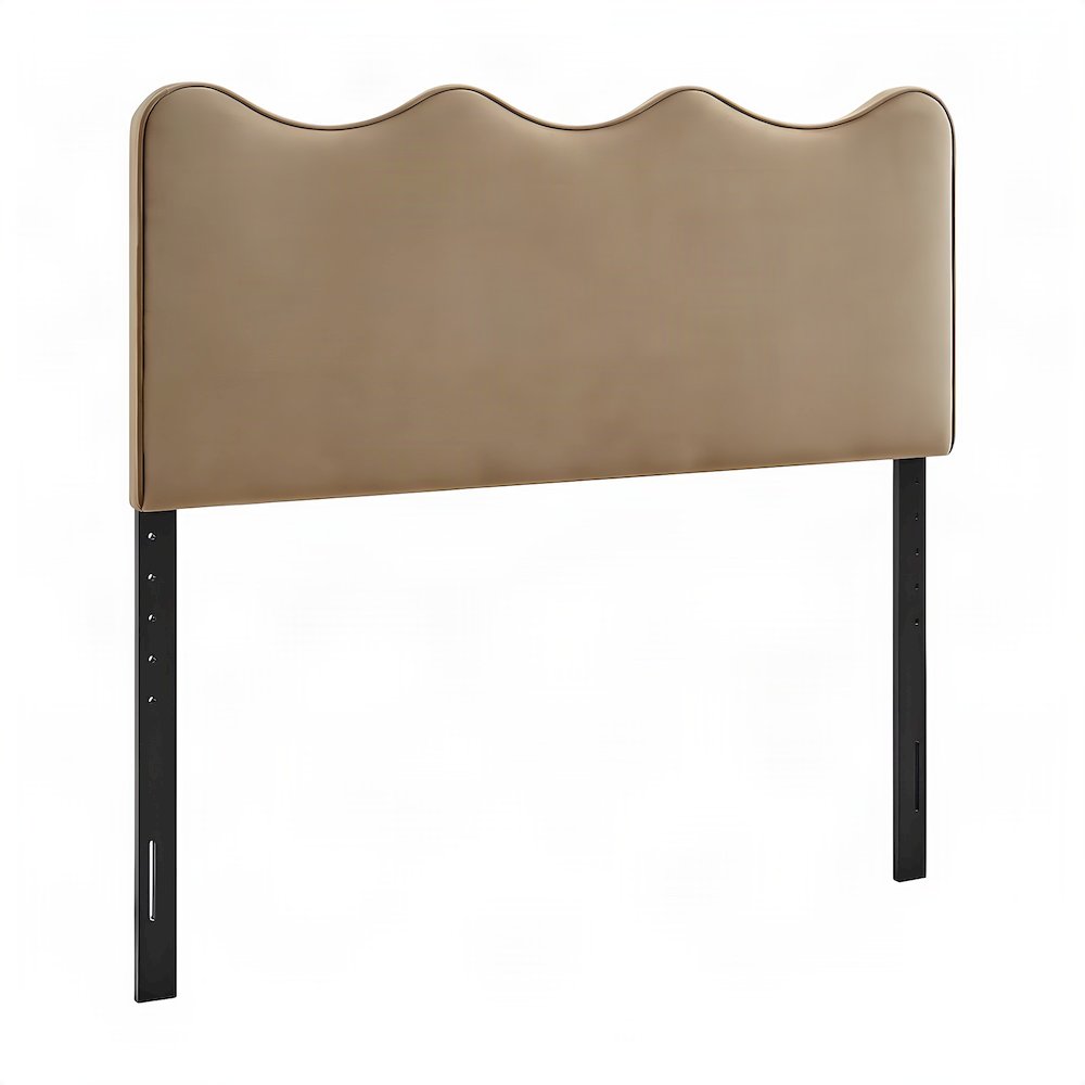 Performance Velvet Upholstered Queen Headboard with Adjustable Height, Taupe