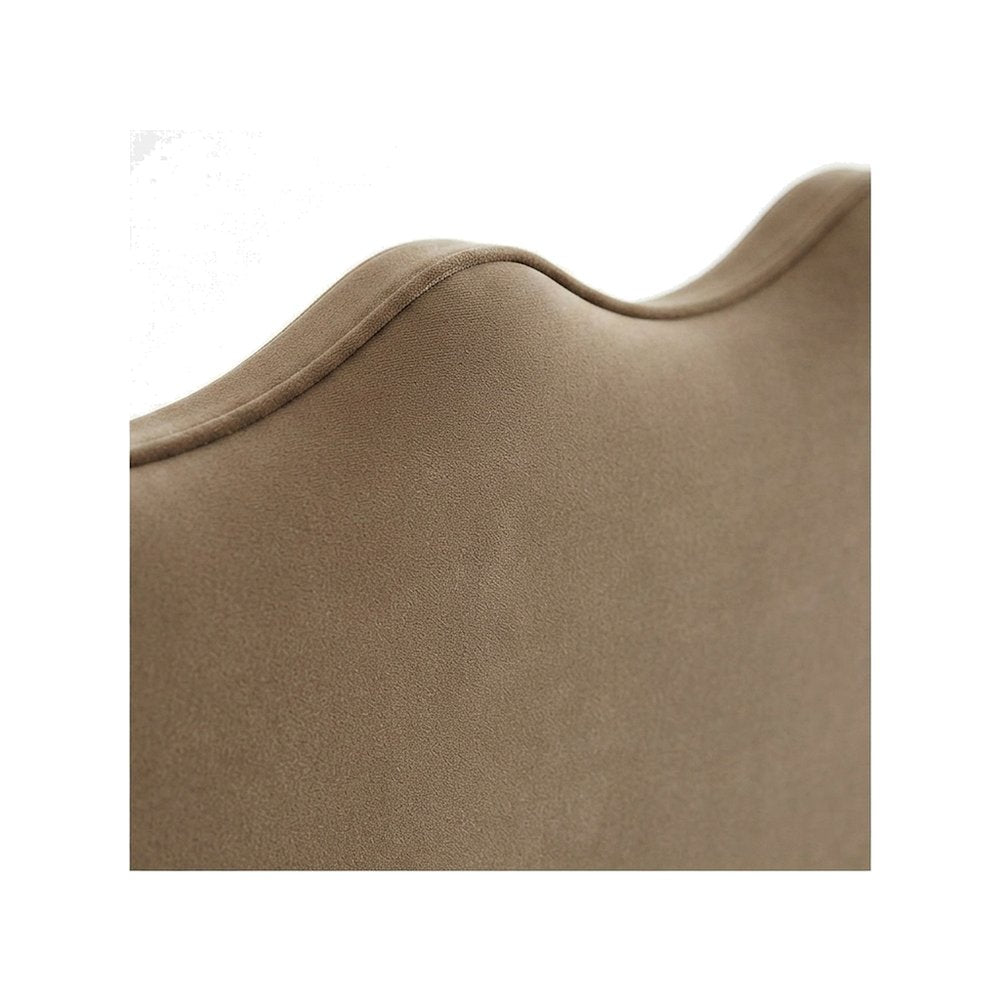 Performance Velvet Upholstered Queen Headboard with Adjustable Height, Taupe