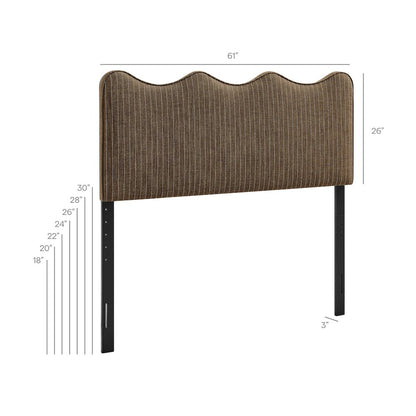 Athena Striped Fabric Upholstered Queen Size Headboard