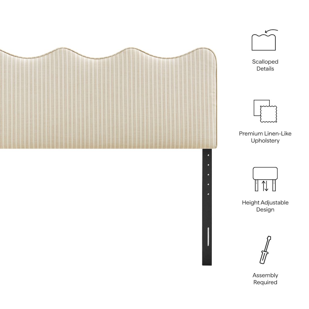 Athena Striped Fabric Upholstered Queen Size Headboard