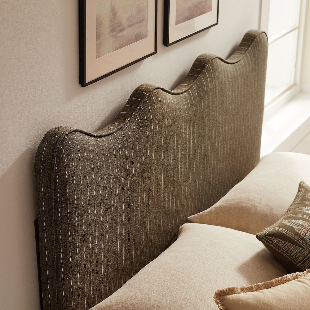 Athena Striped Fabric Upholstered King Size Headboard