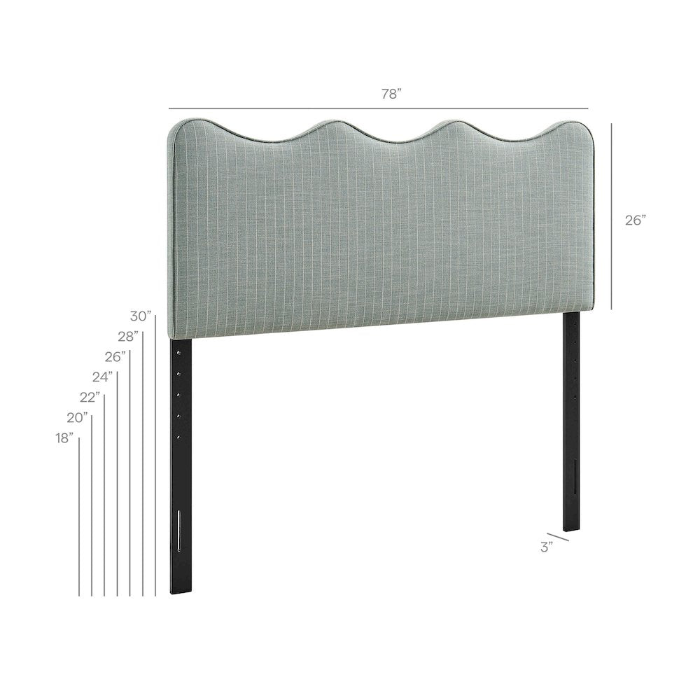 Athena Striped Fabric Upholstered King Size Headboard