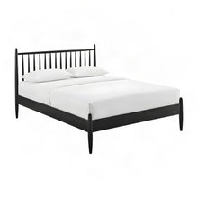 Wooden King Spindle Platform Bed Frame with Spindle Headboard, Black
