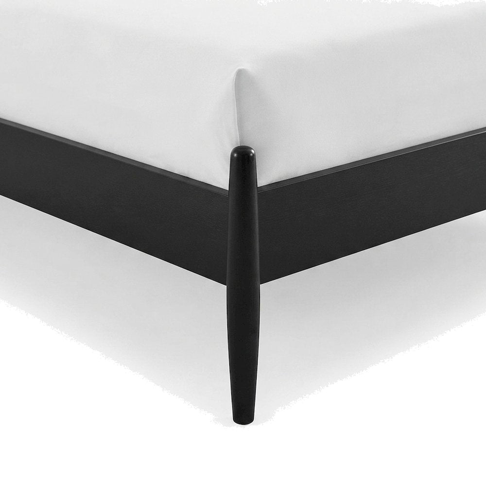 Wooden King Spindle Platform Bed Frame with Spindle Headboard, Black