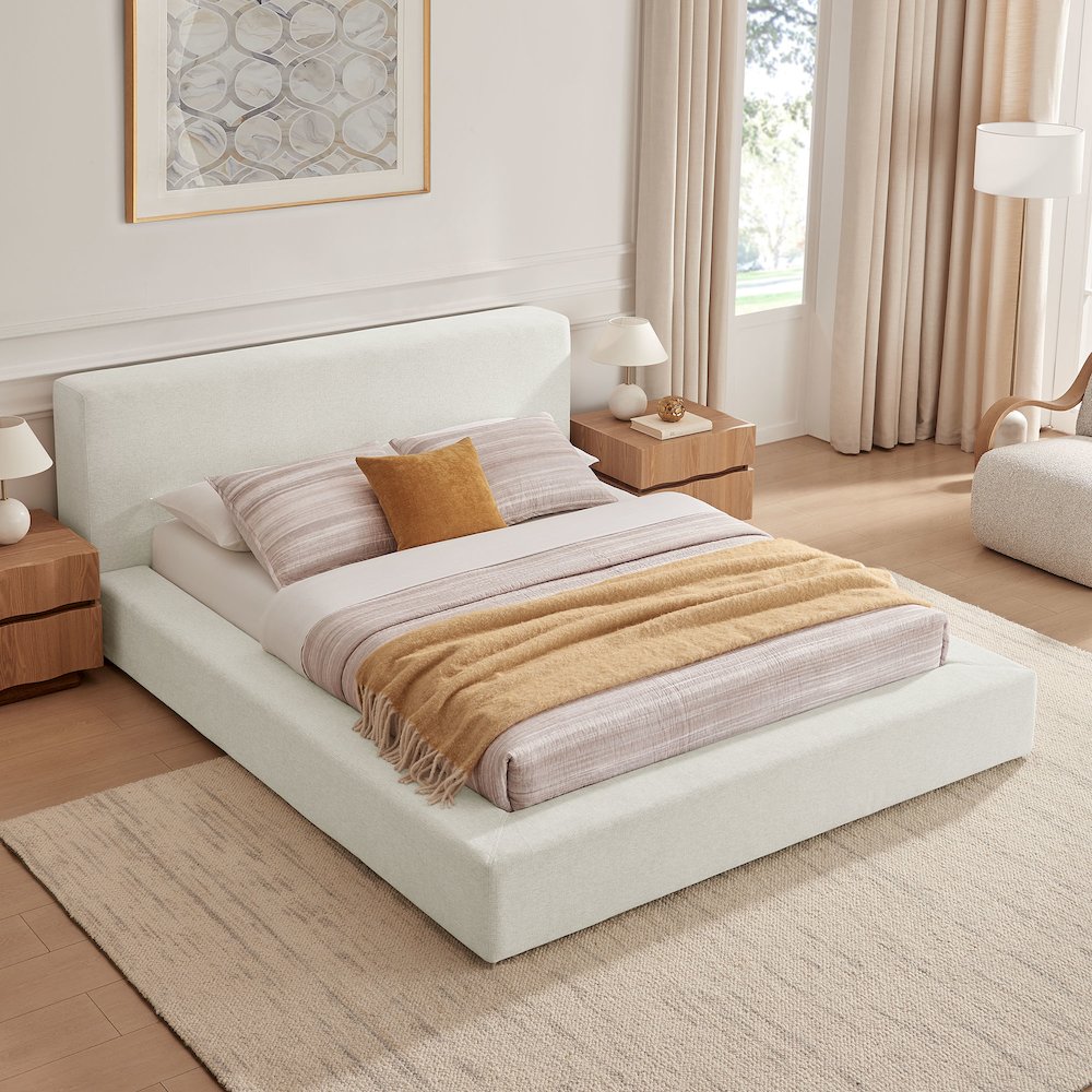 Luma Chenille Upholstered King Platform Bed Frame