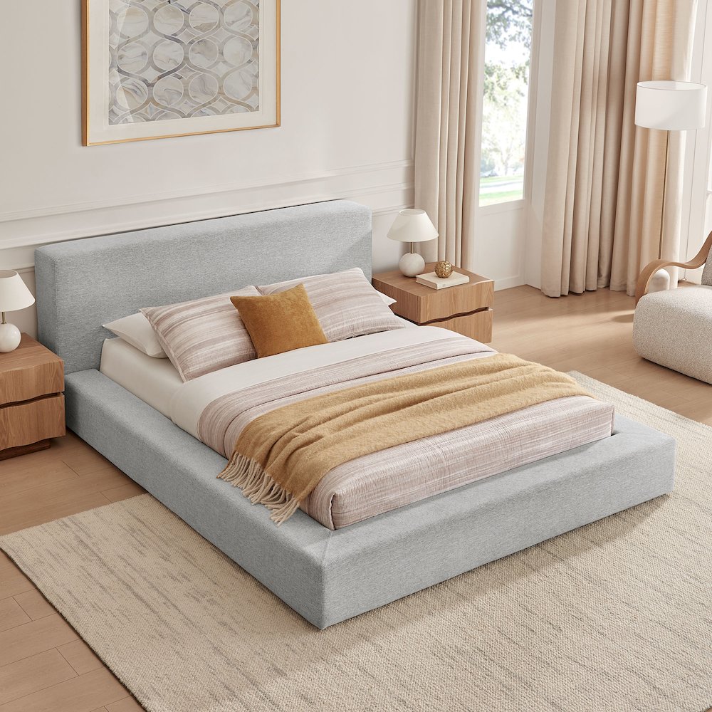 Luma Chenille Upholstered King Platform Bed Frame