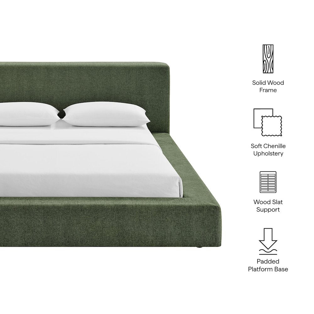 Luma Chenille Upholstered King Platform Bed Frame