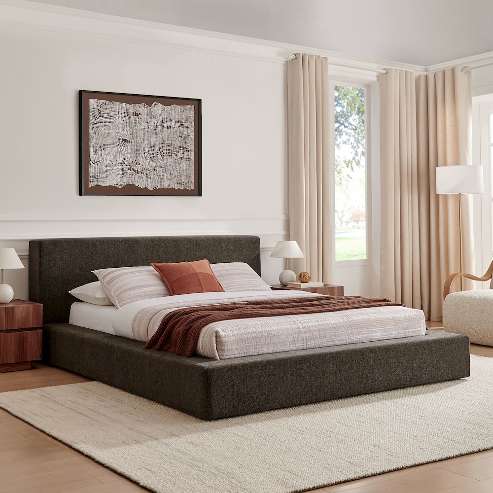 Luma Chenille Upholstered King Platform Bed Frame