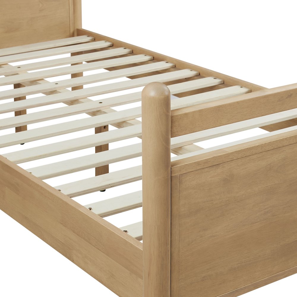 Leni Twin Size Vegan Leather and Wood Platform Bed Frame