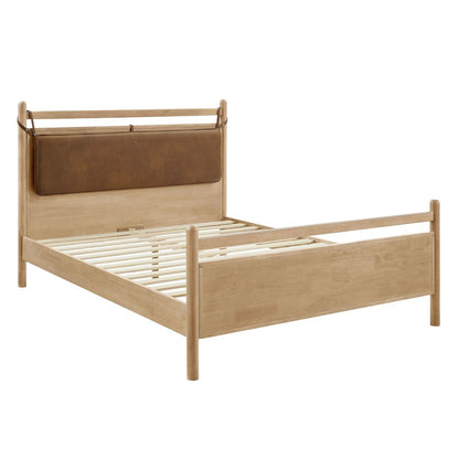 Leni Full Size Vegan Leather and Wood Platform Bed Frame