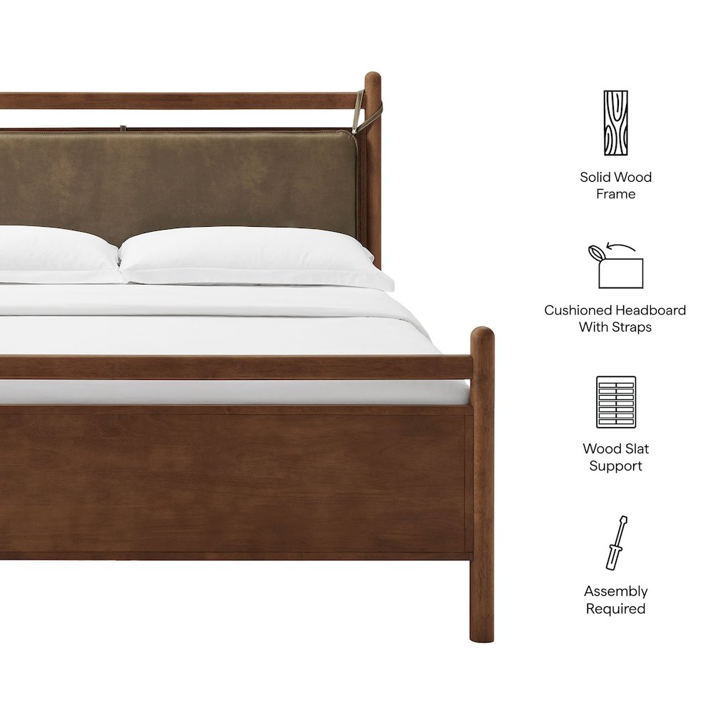 Leni Full Size Vegan Leather and Wood Platform Bed Frame