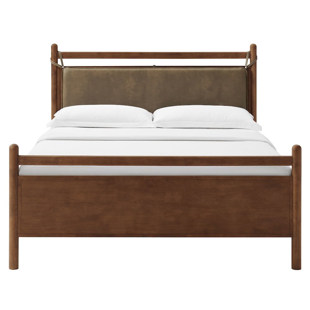 Leni Queen Size Vegan Leather and Wood Platform Bed Frame