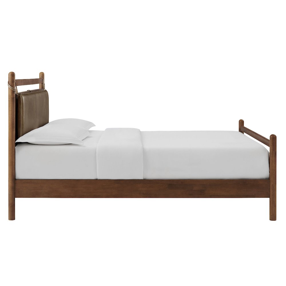Leni Queen Size Vegan Leather and Wood Platform Bed Frame