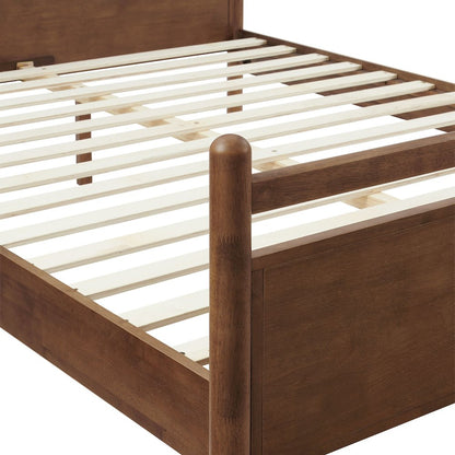 Leni Queen Size Vegan Leather and Wood Platform Bed Frame