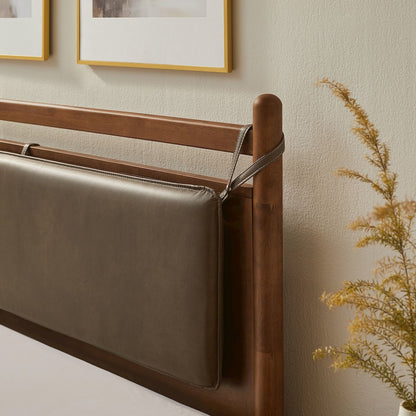 Leni Queen Size Vegan Leather and Wood Platform Bed Frame