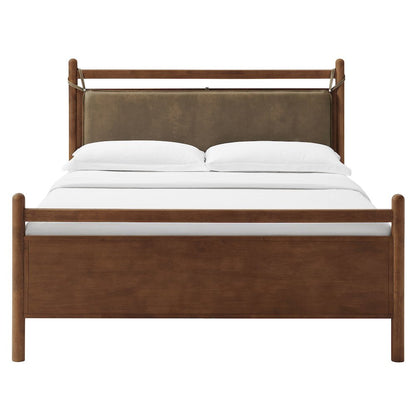 Leni King Size Vegan Leather and Wood Platform Bed Frame