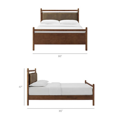 Leni King Size Vegan Leather and Wood Platform Bed Frame