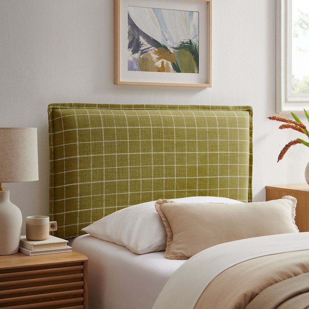 Camille Checkered Linen Blend Twin Size Headboard