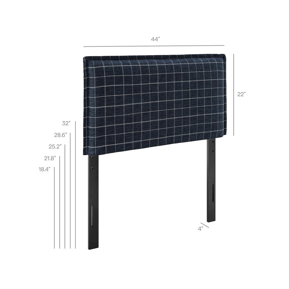 Camille Checkered Linen Blend Twin Size Headboard