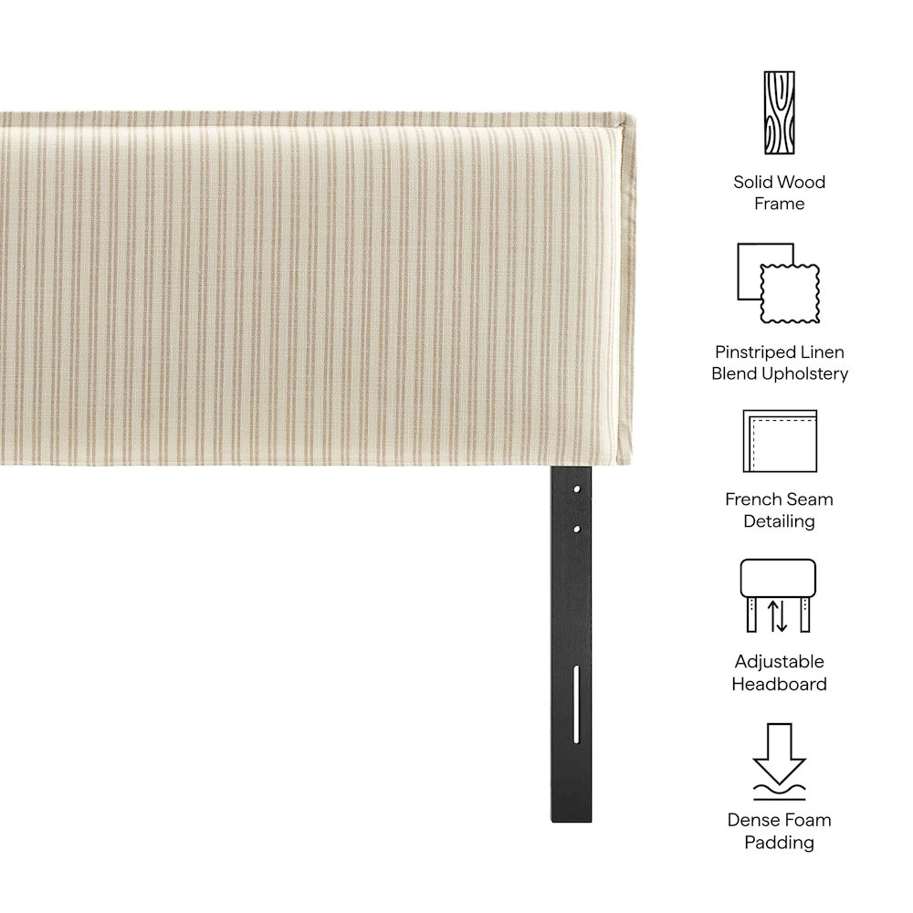 Camille Striped Linen Blend Full Size Headboard