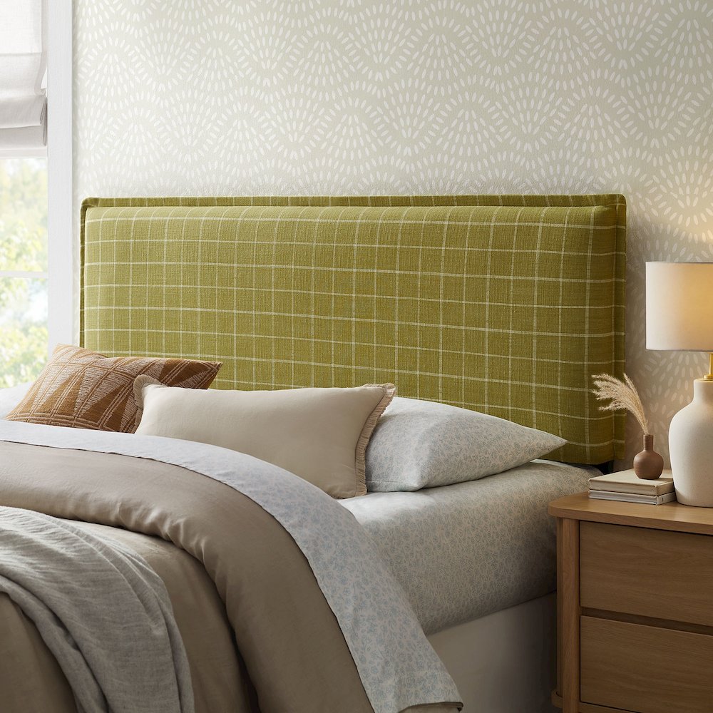 Camille Checkered Linen Blend Full Size Headboard