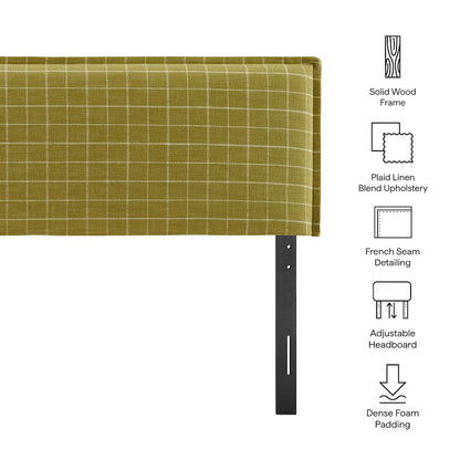 Camille Checkered Linen Blend Full Size Headboard