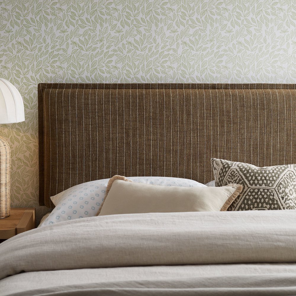 Camille Striped Linen Blend Queen Size Headboard