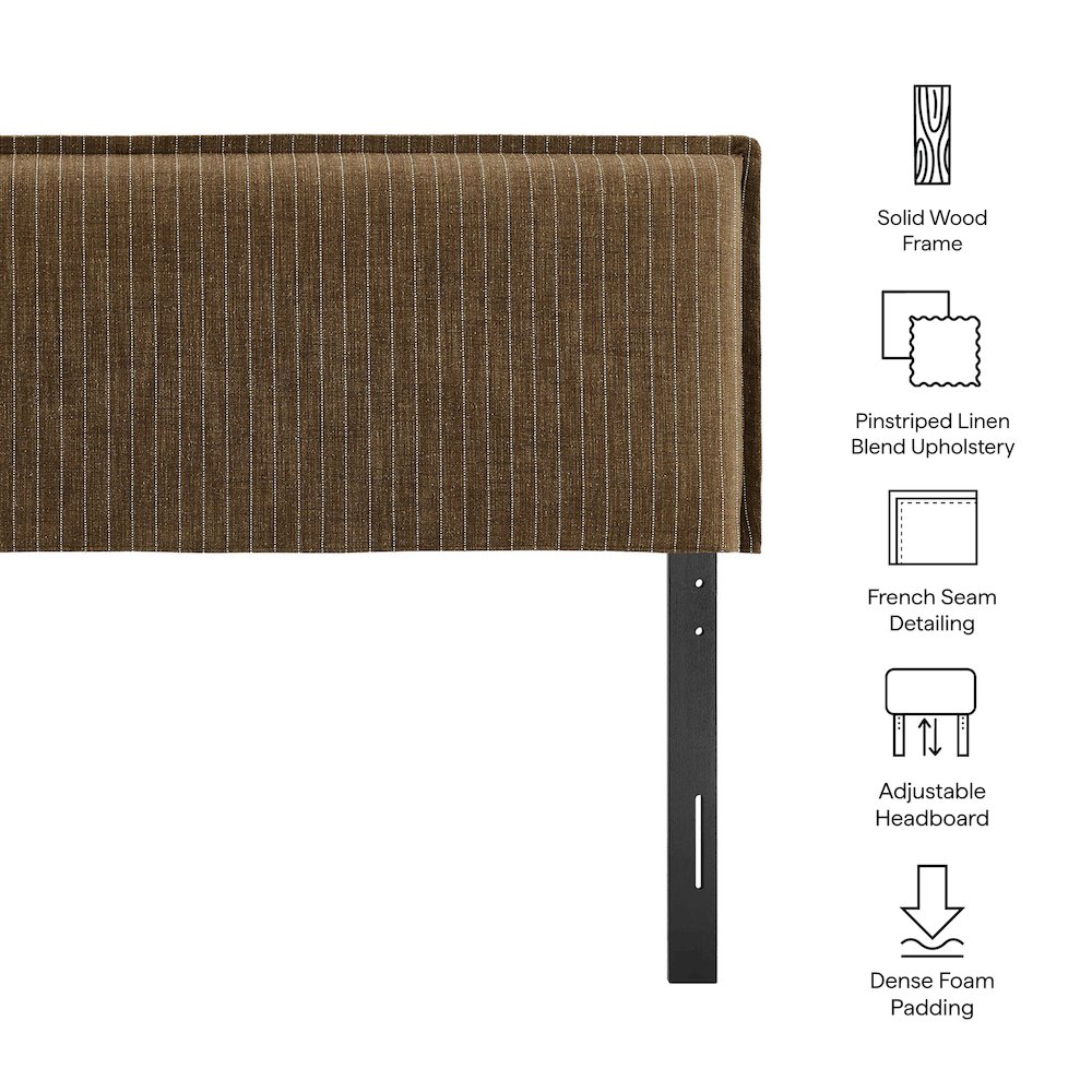 Camille Striped Linen Blend Queen Size Headboard