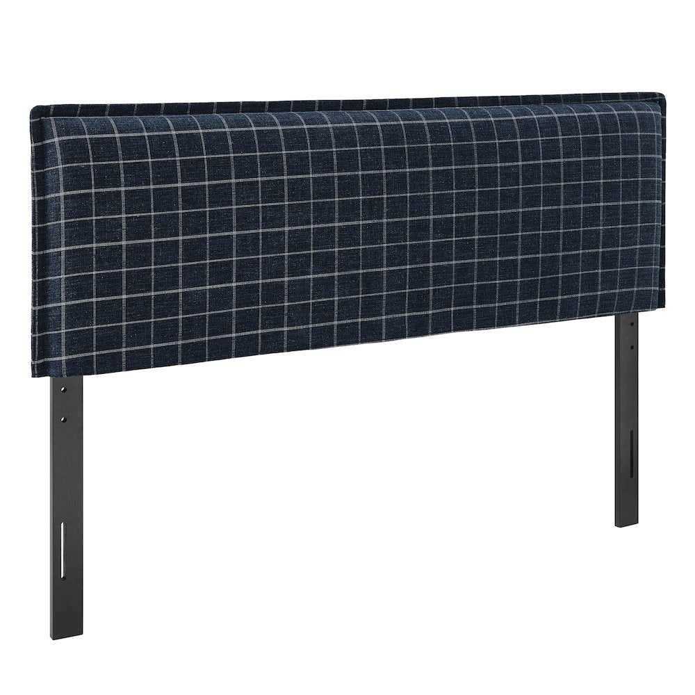 Camille Checkered Linen Blend Queen Size Headboard