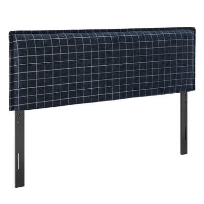 Camille Checkered Linen Blend Queen Size Headboard