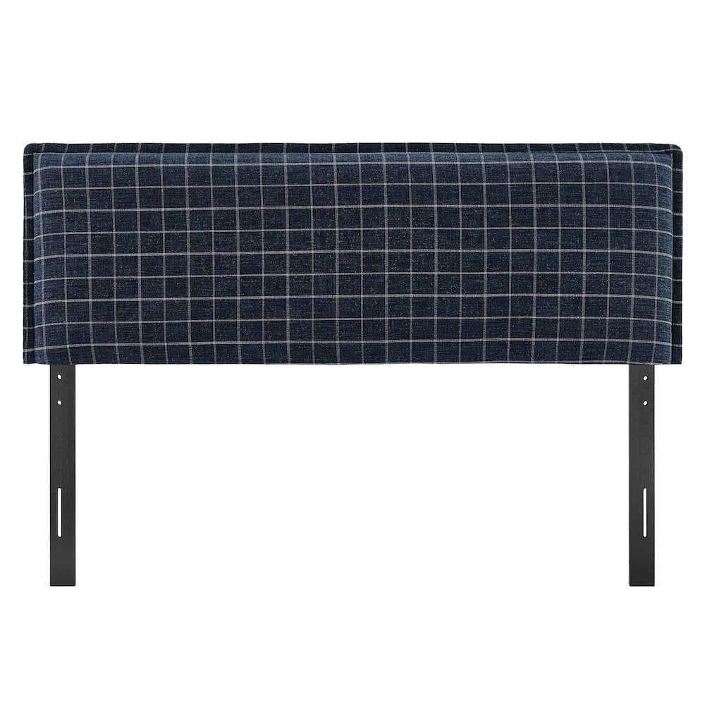 Camille Checkered Linen Blend Queen Size Headboard