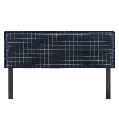 Camille Checkered Linen Blend Queen Size Headboard