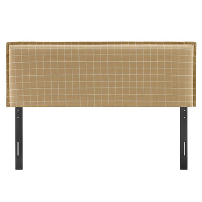 Camille Checkered Linen Blend Queen Size Headboard