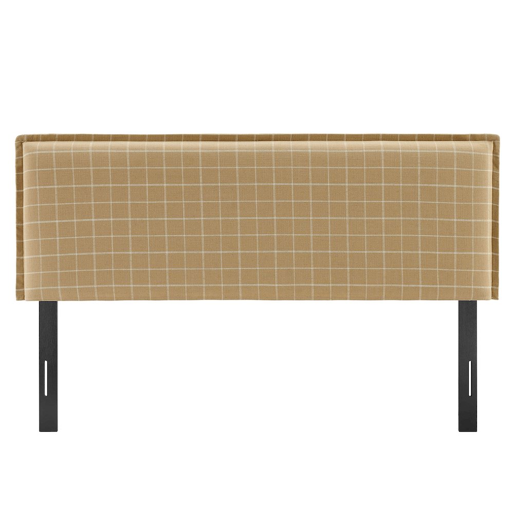 Camille Checkered Linen Blend Queen Size Headboard