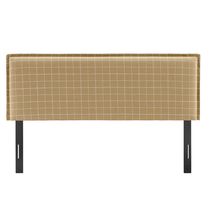Camille Checkered Linen Blend Queen Size Headboard